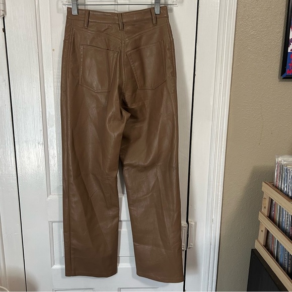 Aritzia Wilfred Melina Vegan Leather Pants in Constant Camel Brown Size 4 R2 - Picture 3 of 8